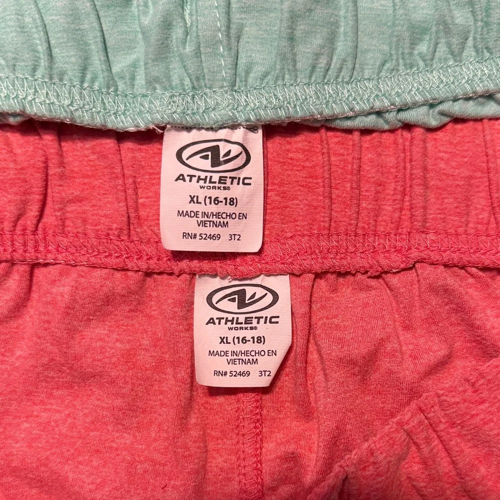 Athletic Works Coral & Mint athletic stretch Shorts - Picture 2 of 5